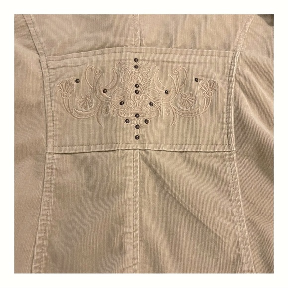 Vtg Venezia Tan Corduroy Jacket Women’s Size Embroidered Pockets & Back Detail - Picture 7 of 14